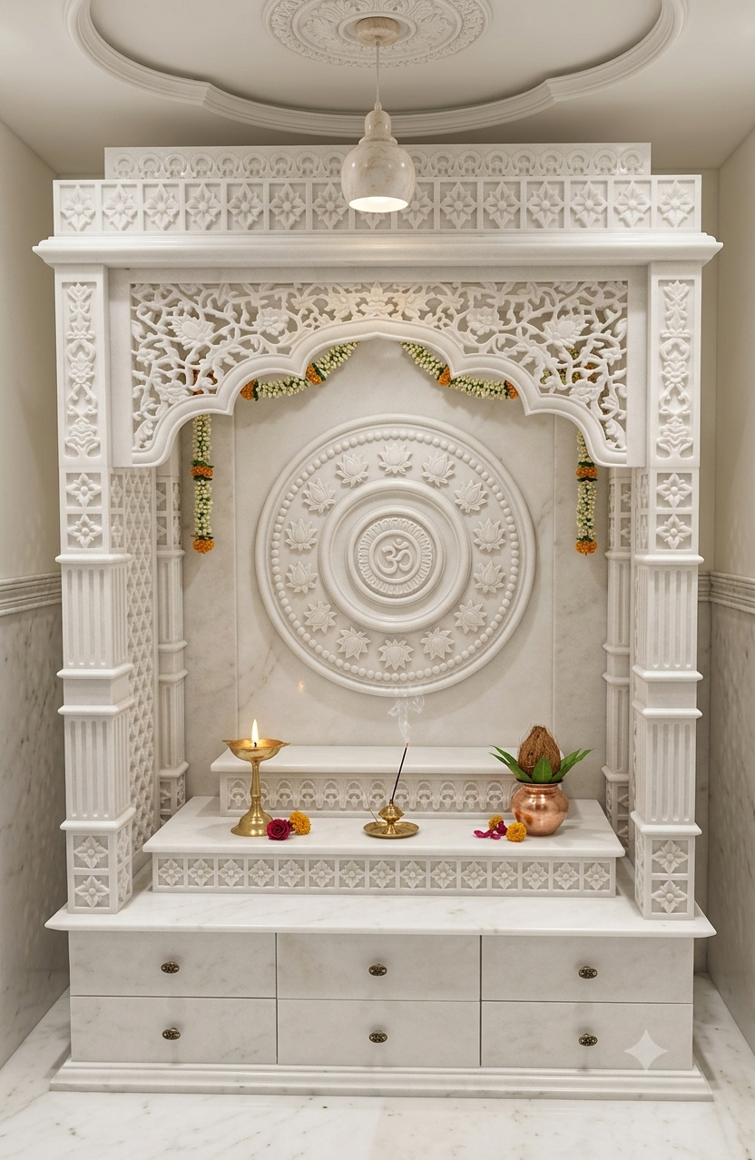 Handcrafted marble temple craftsmanship